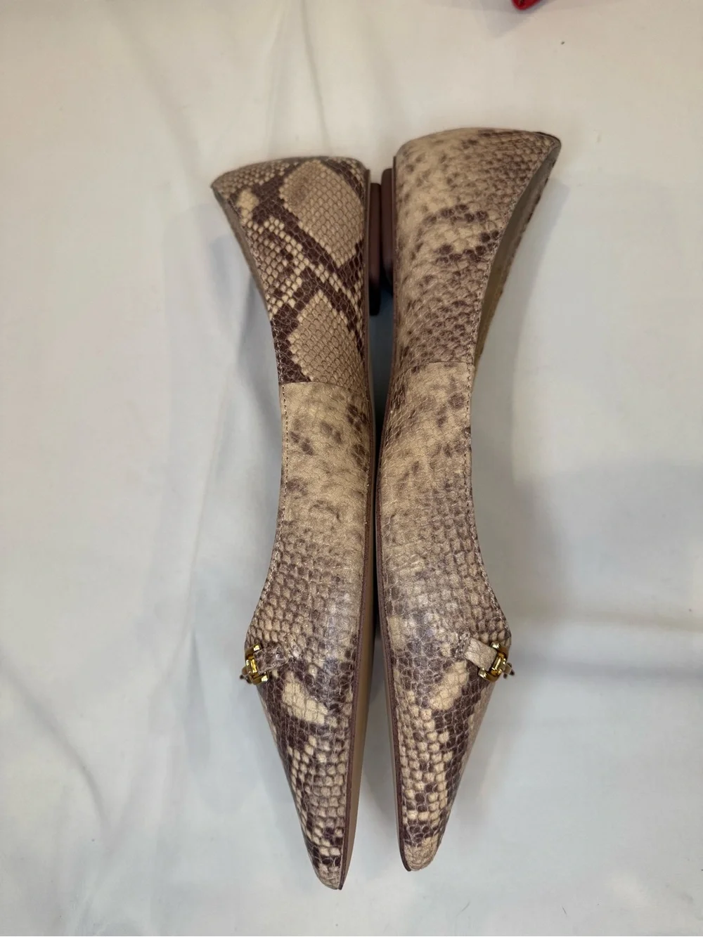 Sam Edelman Nori Leather Snake Print Flat Gold Bit Old Money Size 9.5 NWOB